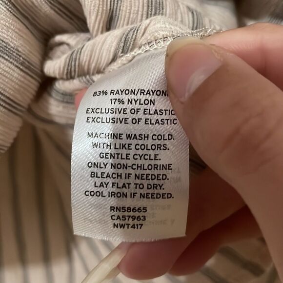 14th & Union Beige Striped Wrap Top - Picture 4 of 7